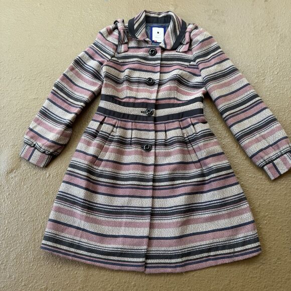 Anthropologie Elevenses Pattern Makers Coat Sz 6 Stripe Colorblock Bow Shoulder - Picture 8 of 12